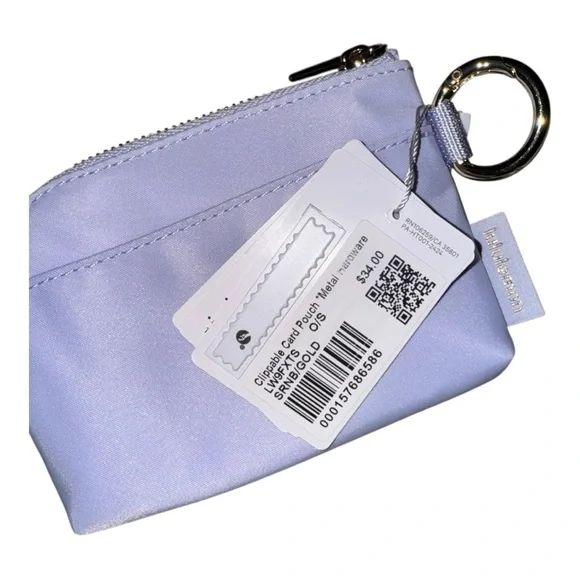 Lululemon Clippable Card Pouch, Serene Blue / Dusty Lilac with Gold OS NWT - Picture 3 of 7